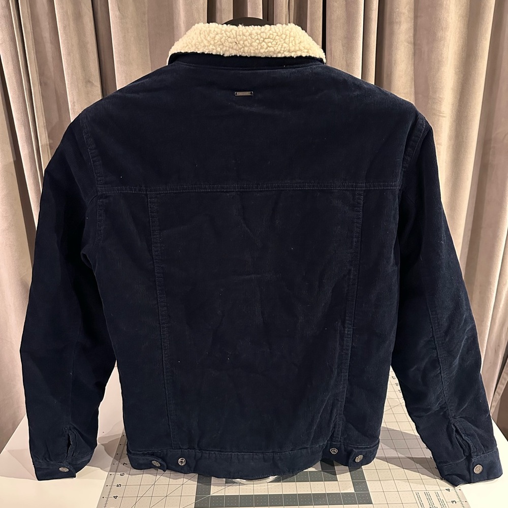 Denim and Flower Navy Corduroy Jacket with Sherpa Collar - Picture 2 of 9